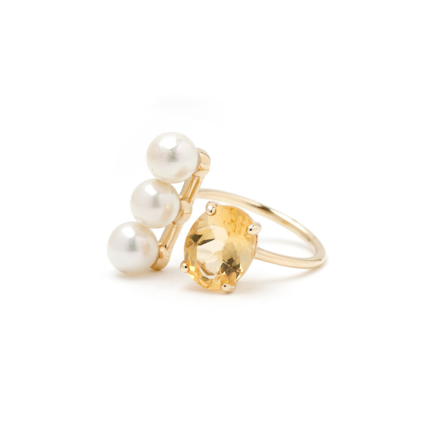 K10 3dotパール コンビネーションリング（シトリン）