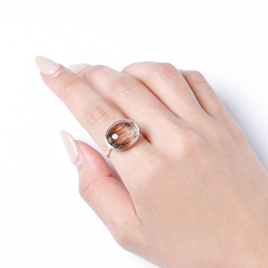 K10 トルマリンインクオーツ ドロップリング