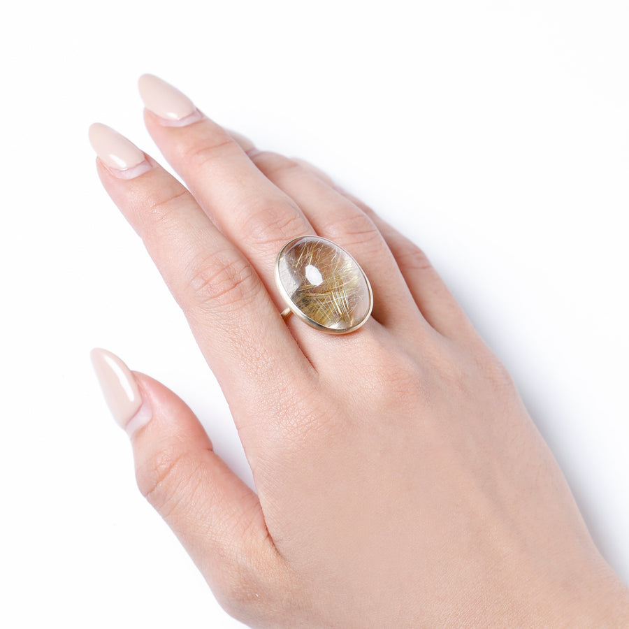 K10 ルチルクオーツ ドロップリング