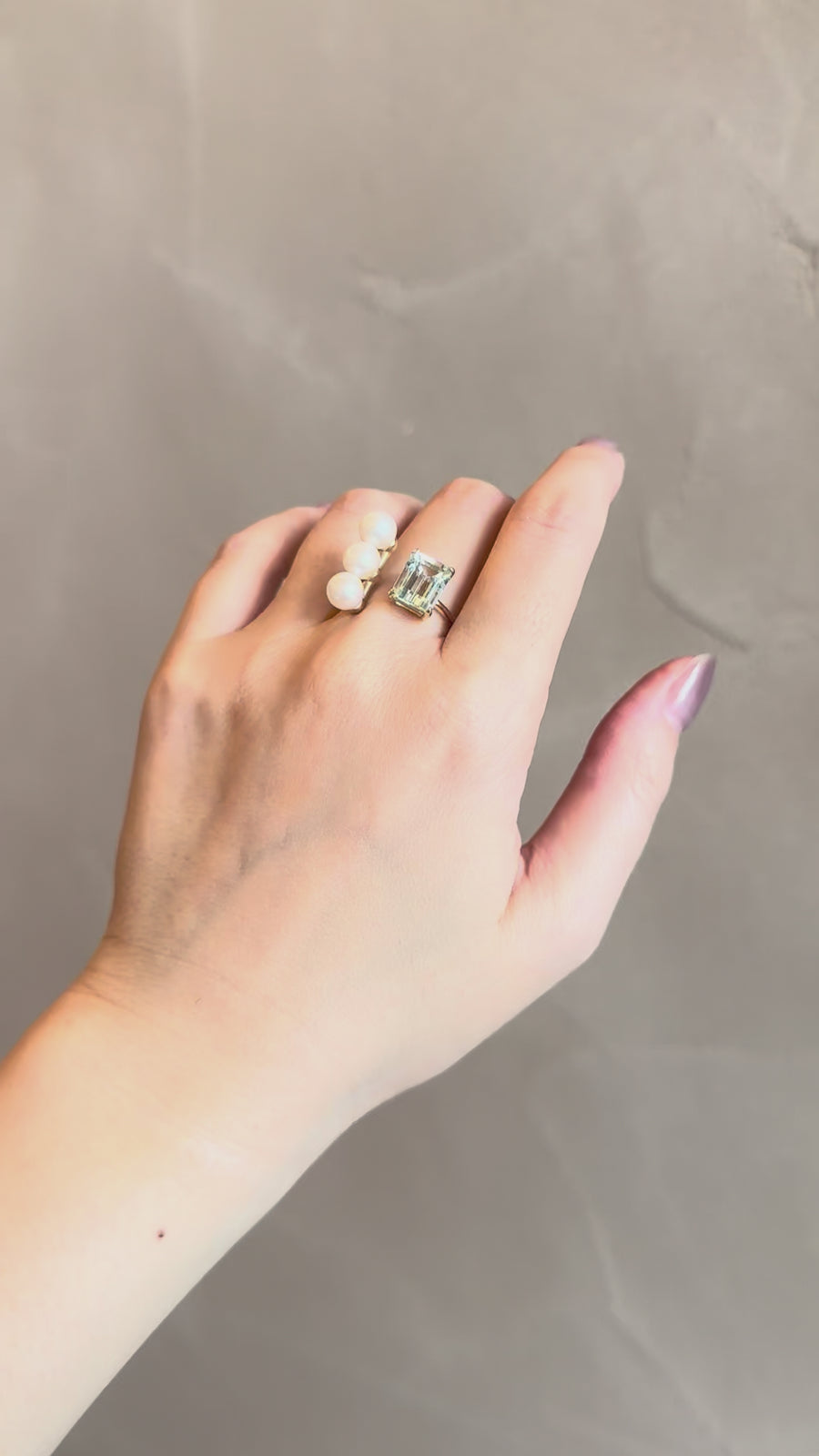 K10 3dotパール コンビネーションリング（アクアマリン）