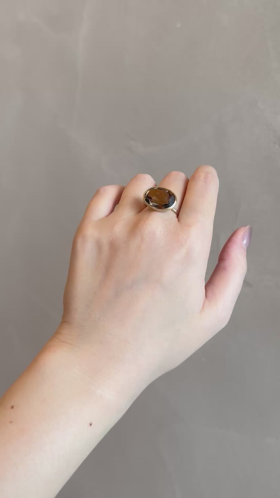 K10 スモーキークオーツ ドロップリング